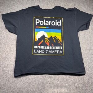Polaroid Land Camera Graphic T-Shirt Mens 3XL Black Retro Mountain Logo Tee